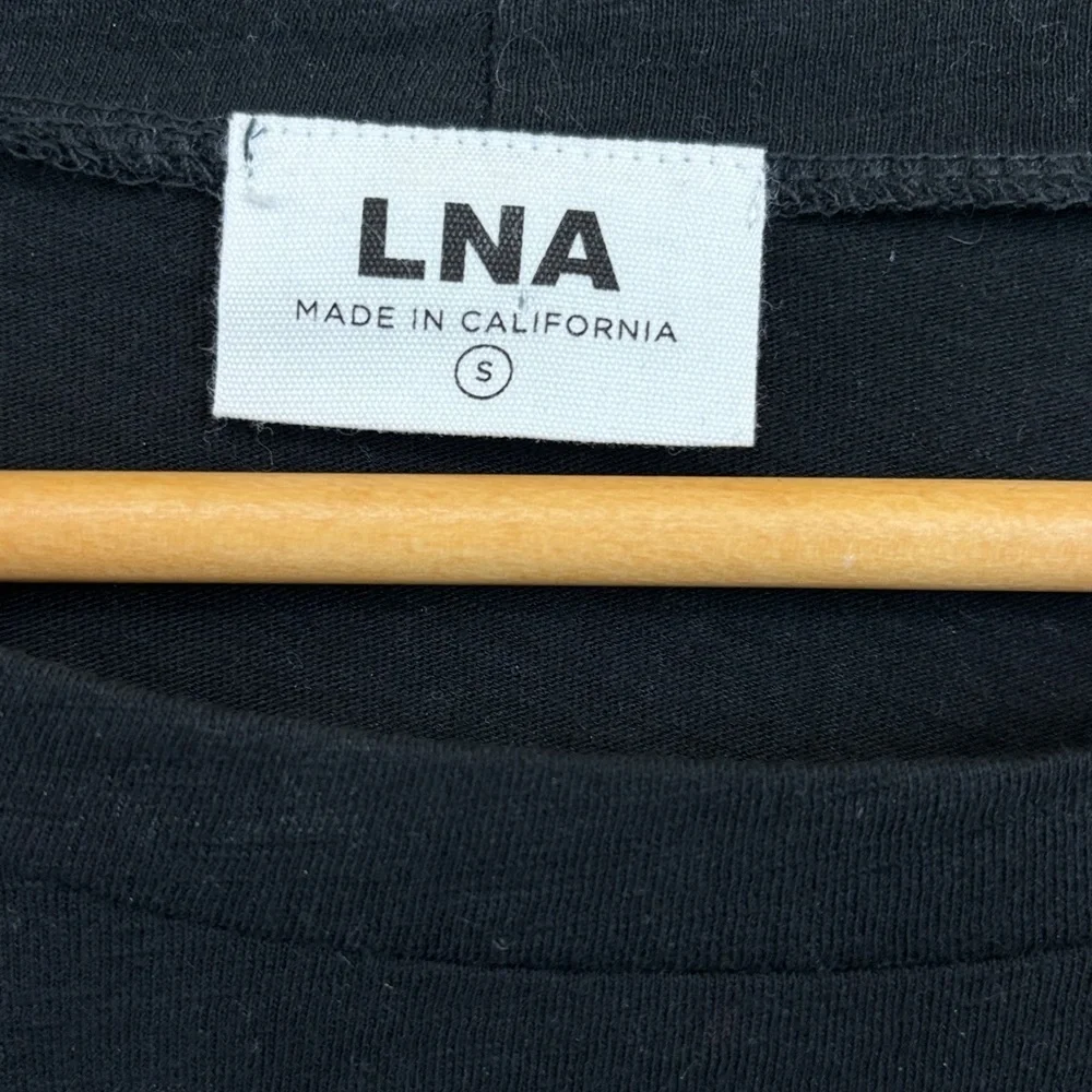 LNA Black Boxy Embellished Short Sleeve Tee